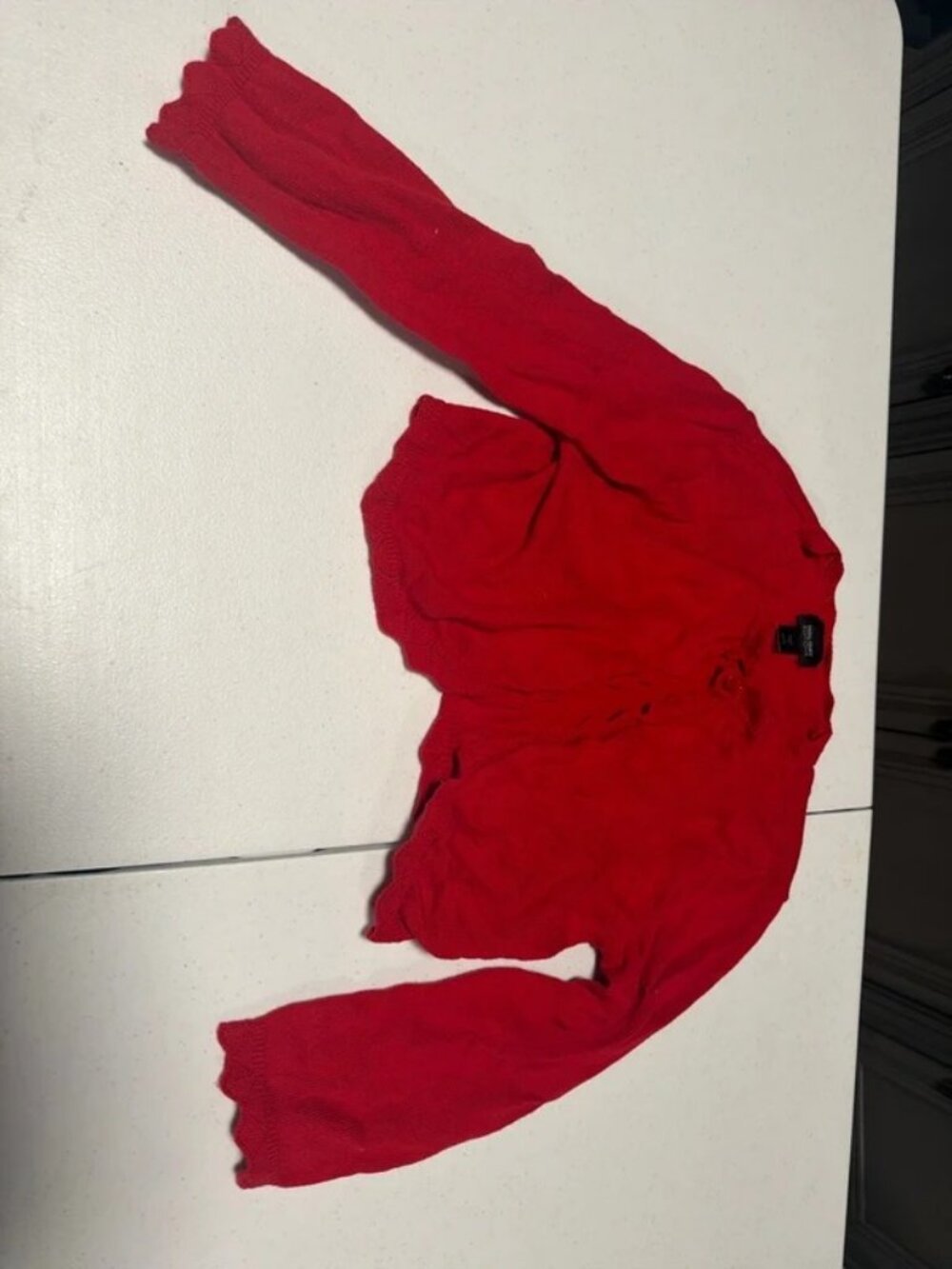 Red crop top with button